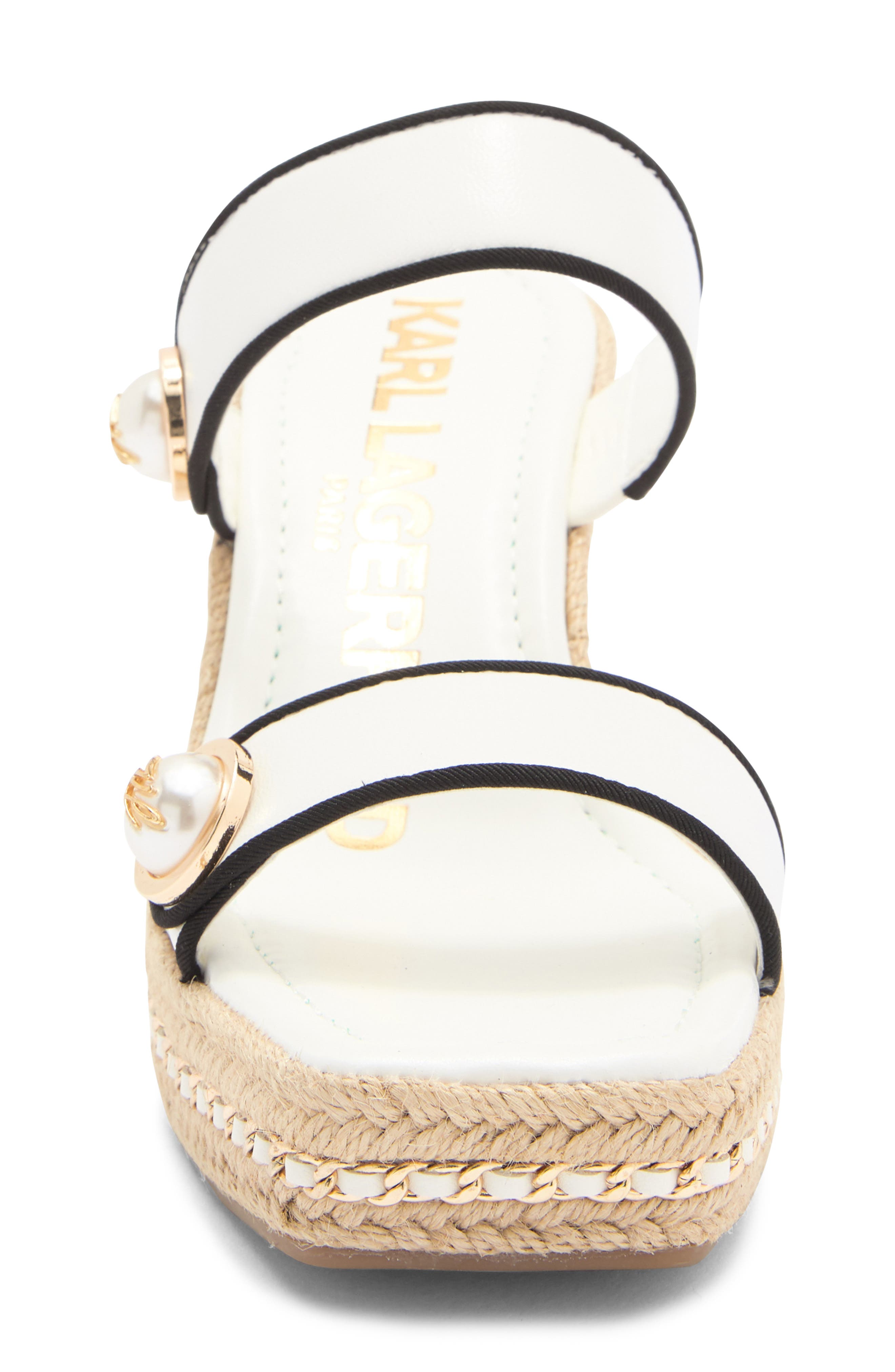 KARL LAGERFELD PARIS Carsen Espadrille Platform Wedge Sandal, Alternate, color, Bright White/ Black