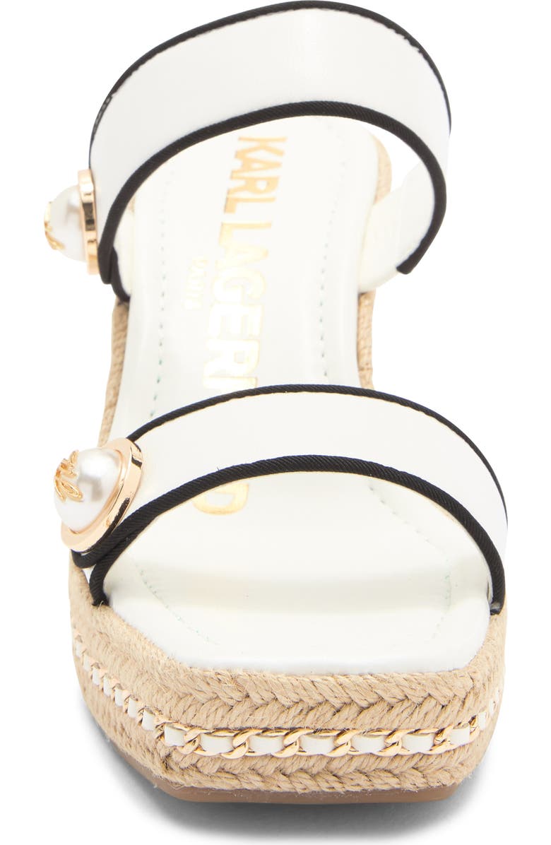 KARL LAGERFELD PARIS Carsen Espadrille Platform Wedge Sandal, Alternate, color, Bright White/ Black