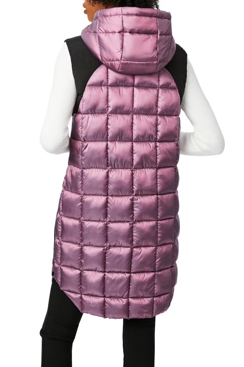 Box Quilt Long Hooded Vest, Alternate, color, MAUVE ORCHID