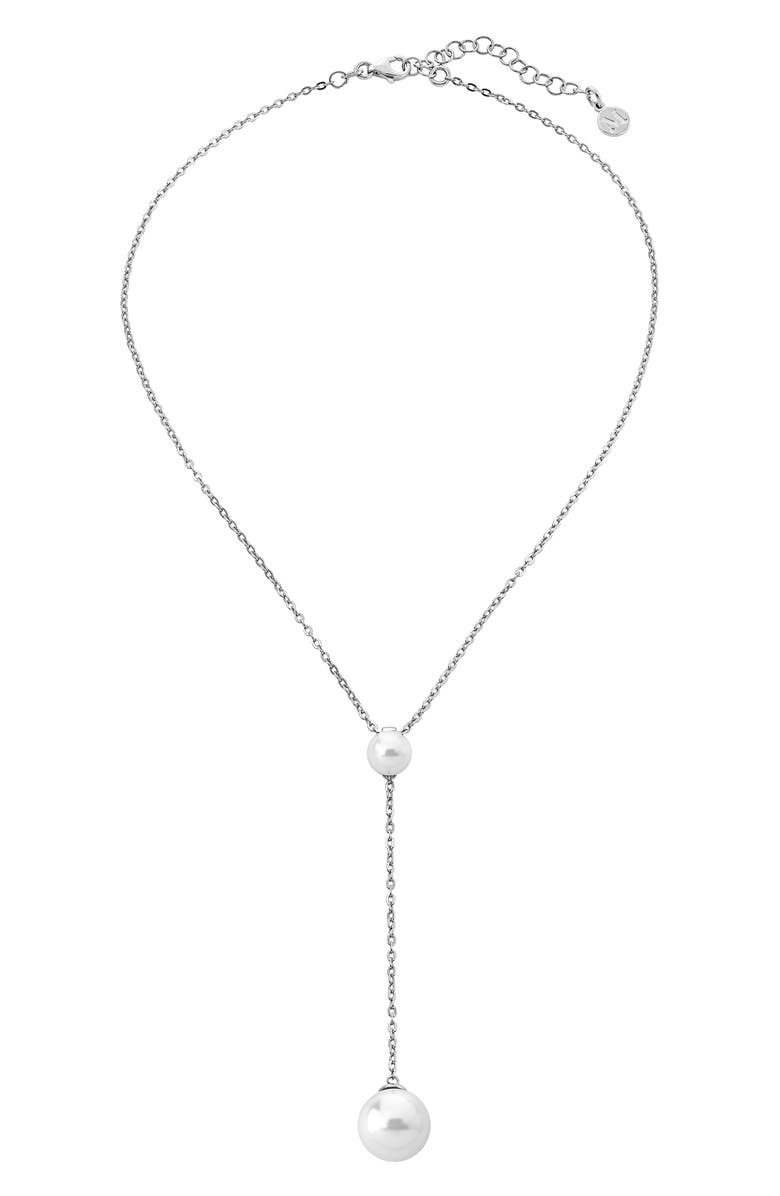 Majorica Simulated Pearl Y-Necklace, Main, color, 