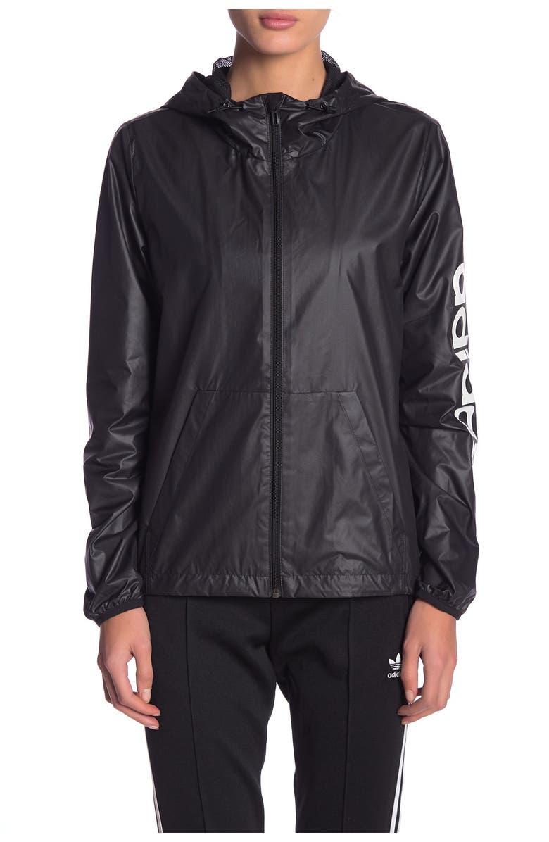 adidas Zip-Up Hooded Windbreaker, Alternate, color,