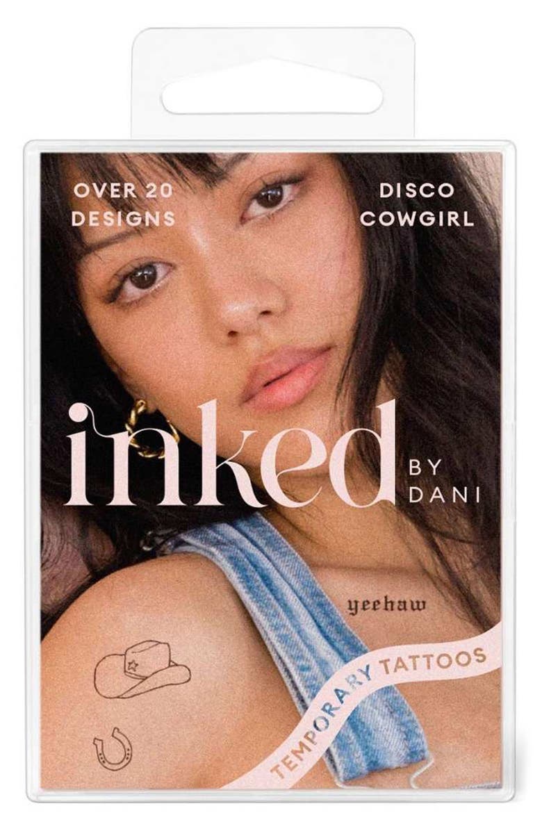 INKED by Dani Disco Cowgirl Temporary Tattoos, Alternate, color, Black