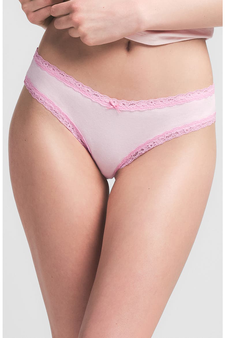 Lightweight Cotton Lace Trim Briefs, Alternate, color, CHERRY BLOSSOM TONAL