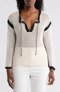 Lucky Brand Tie Keyhole Open Stitch Sweater