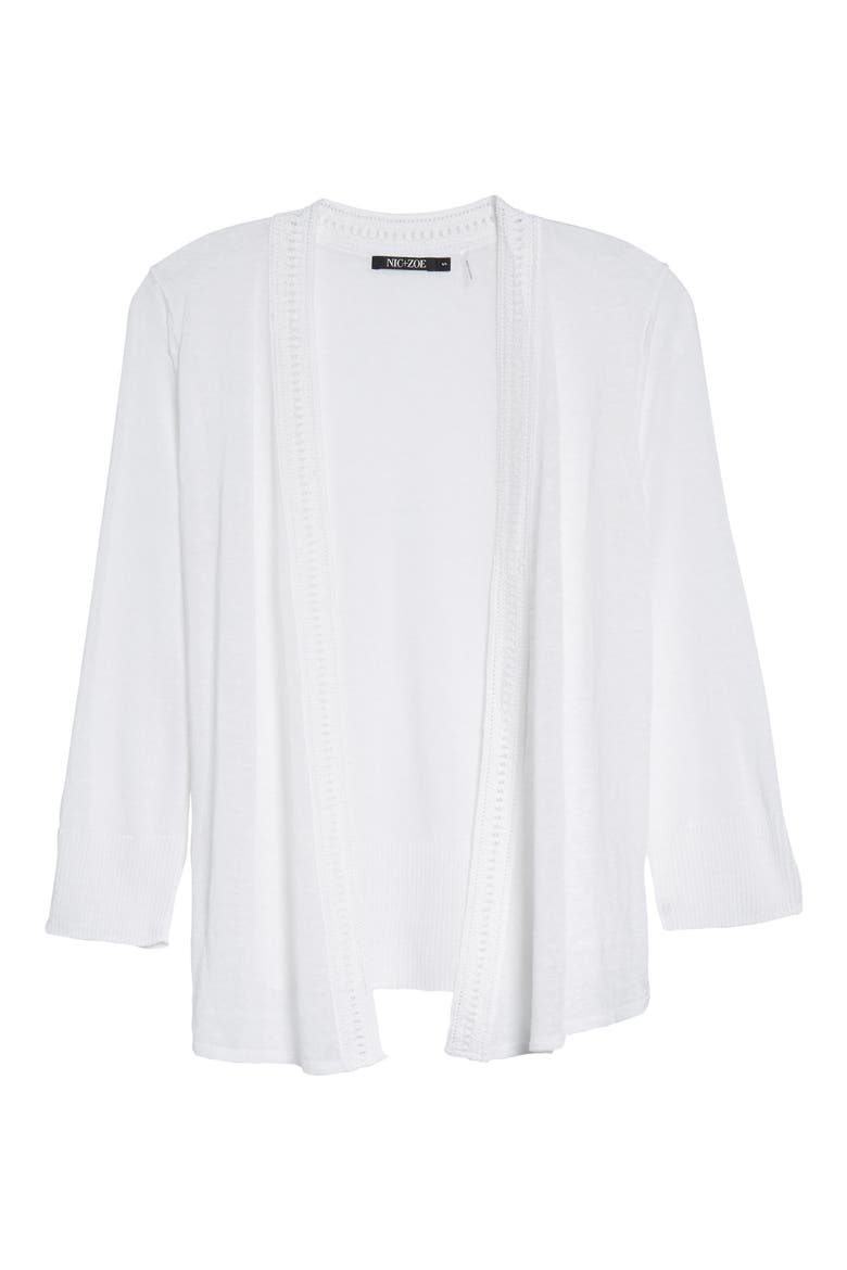 Crochet Trim Cardigan, Alternate, color, PAPER WHITE