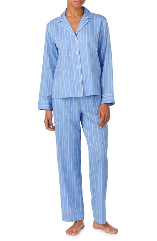 Ralph Lauren Lauren  Print Cotton Blend Pajamas In Blue