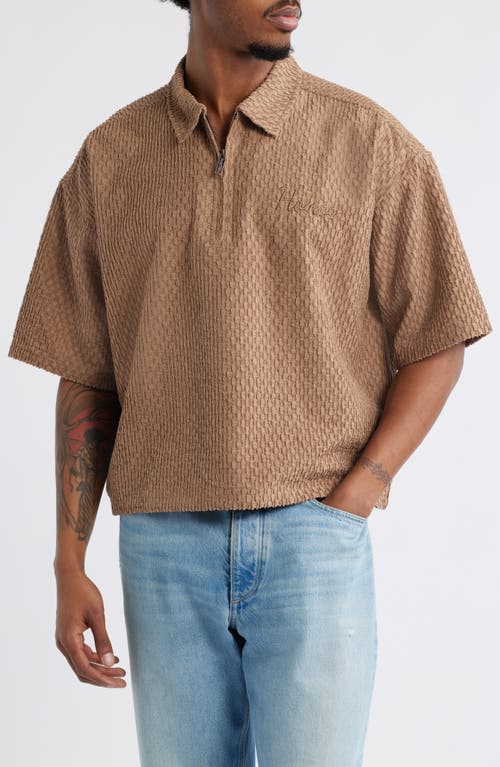 Honor The Gift Textured Quarter Zip Knit Top In Brown