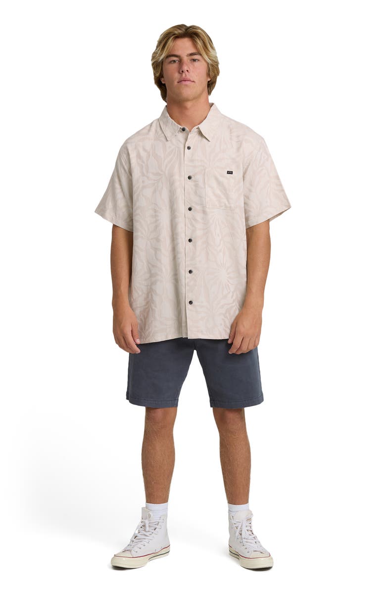 Billabong Sundays Stripe Jacquard Short Sleeve Cotton Button-Up Shirt, Alternate, color, Ash