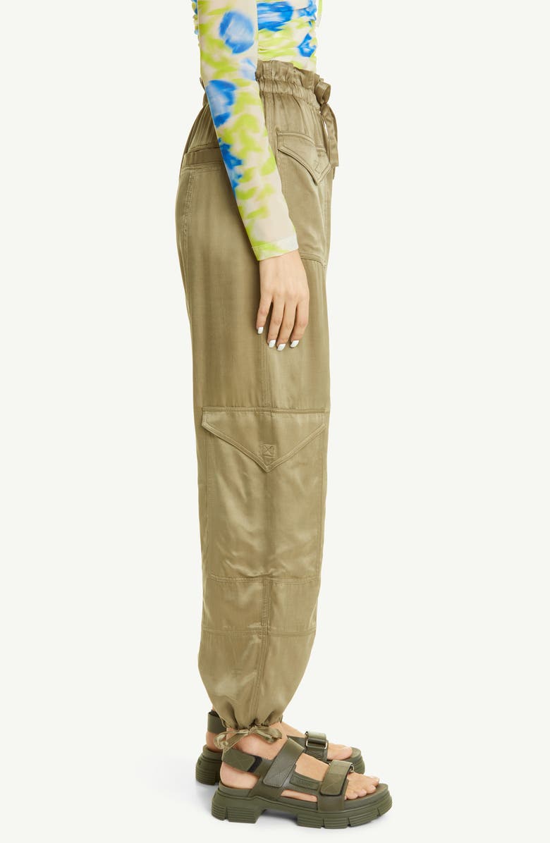 Ganni Washed Satin Cargo Pants, Alternate, color, 
