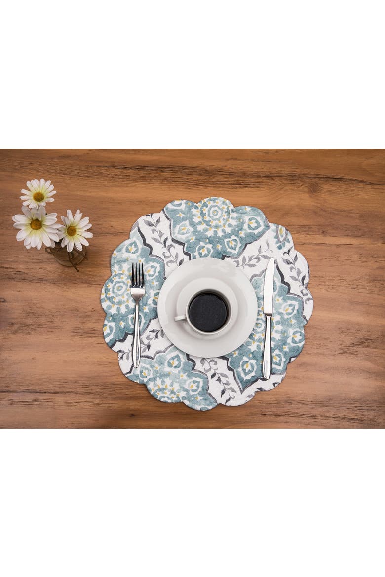 Harlan Round Placemats, Set of 6, 17", Alternate, color, Blue