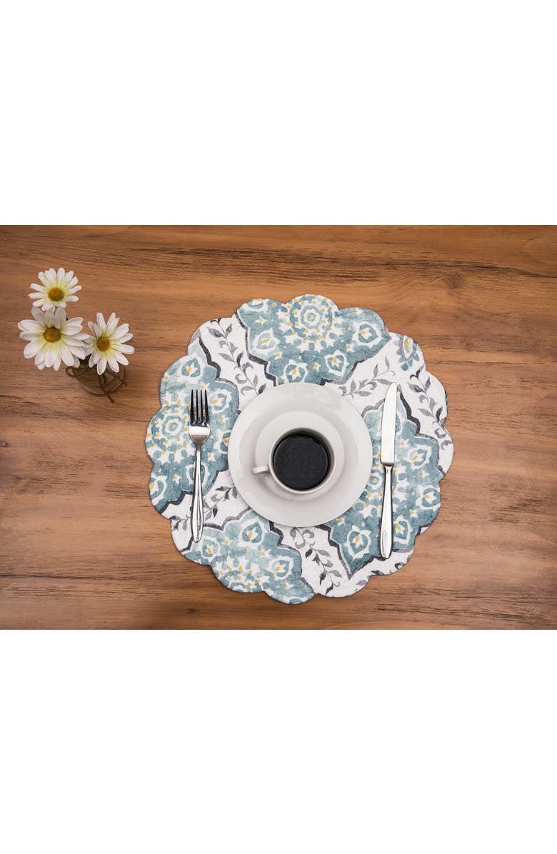 C&F Home Harlan Round Placemats, Set of 6, 17", Alternate, color, Blue