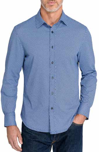 Slim Fit Abstract Geometric Knit Shirt