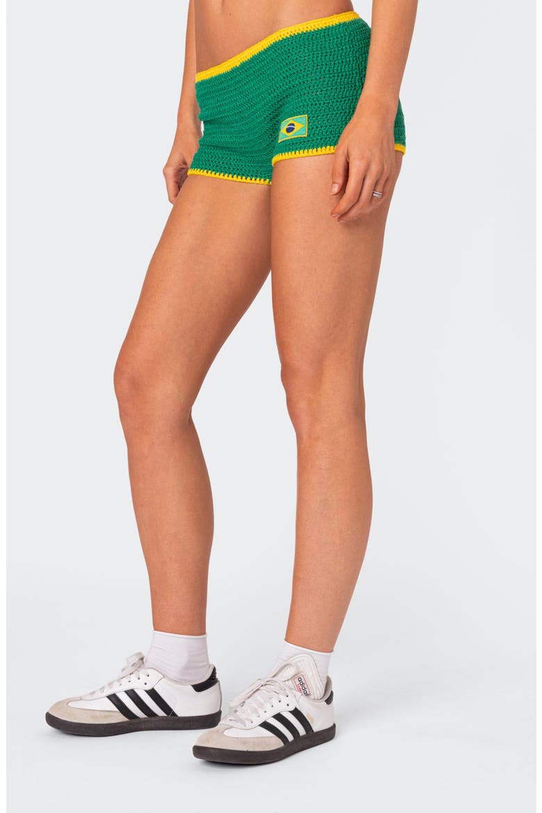 Brasil Knit Cover-Up Shorts, Alternate, color, GREEN