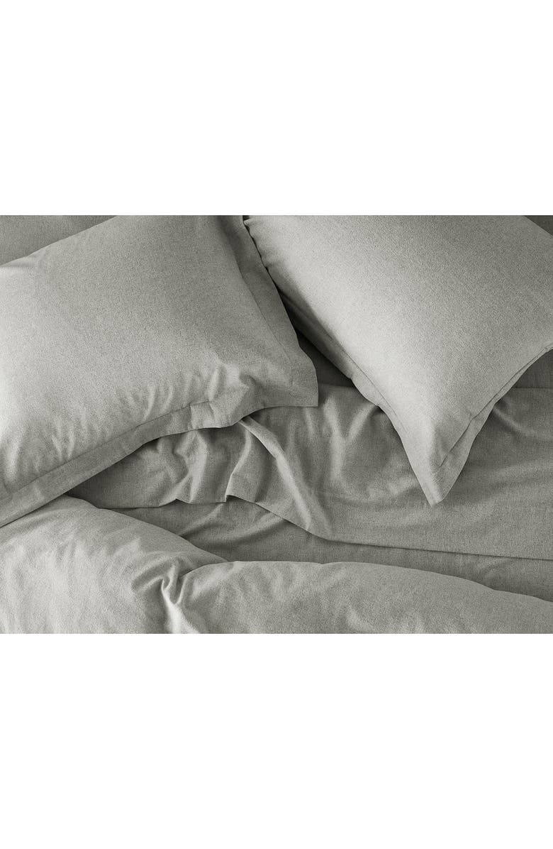 Coyuchi Cloud Brushed Organic Cotton Flannel Pillow Sham, Alternate, color, Pale Gray Heather