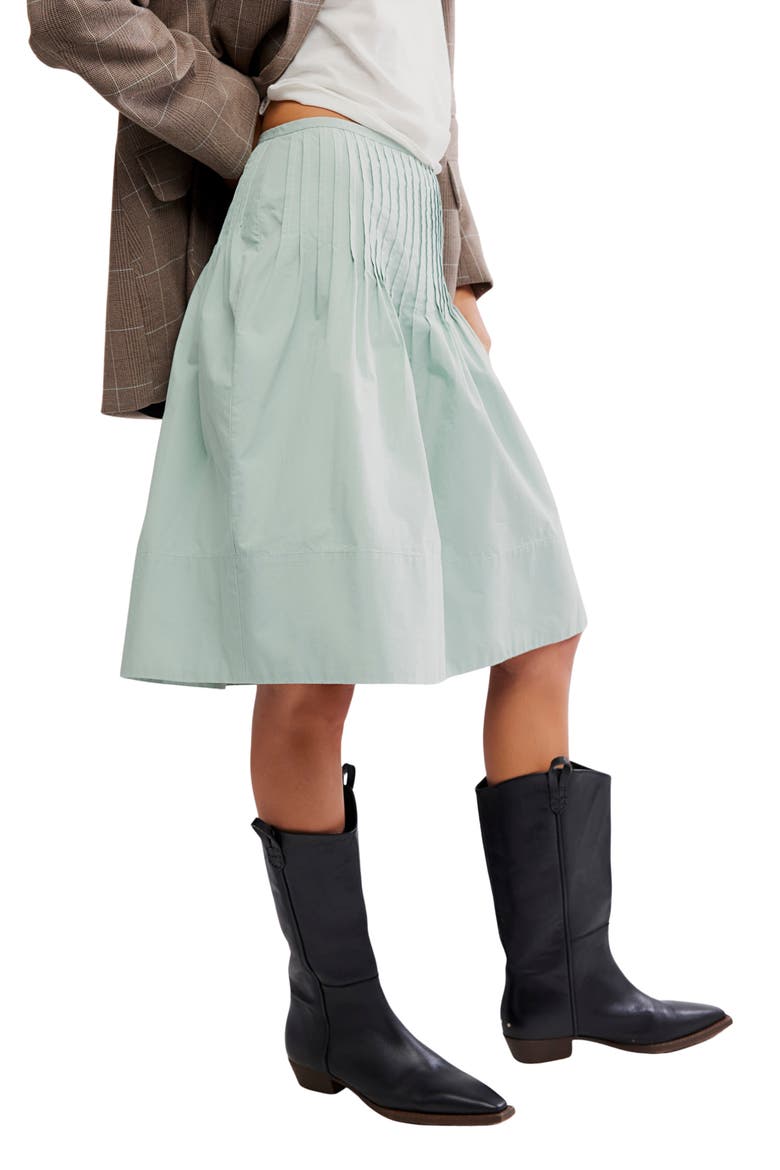 Peyton Pintuck Pleat Midi Skirt, Alternate, color, SEA SAGE
