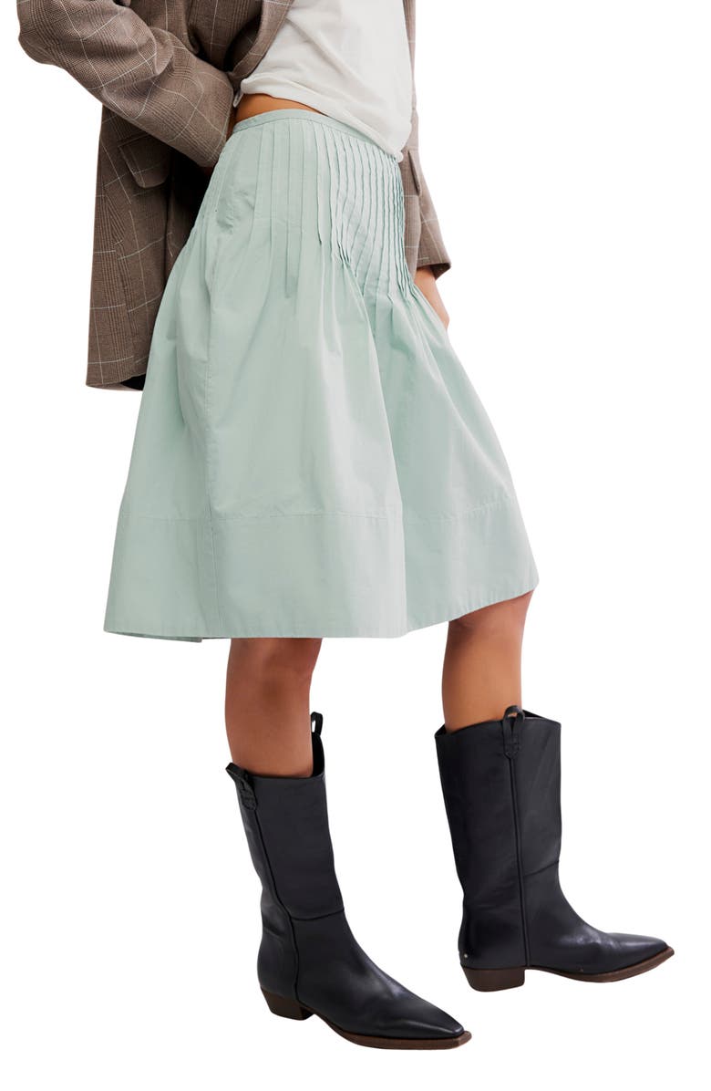 Free People Peyton Pintuck Pleat Midi Skirt, Alternate, color, Sea Sage