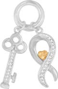 Haus of Brilliance Two Tone Silver 1/6 cttw Diamond Symbol Key Pendant Necklace