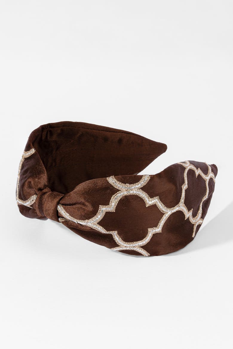 Natasha Brown Knotted Headband, Alternate, color, Brown