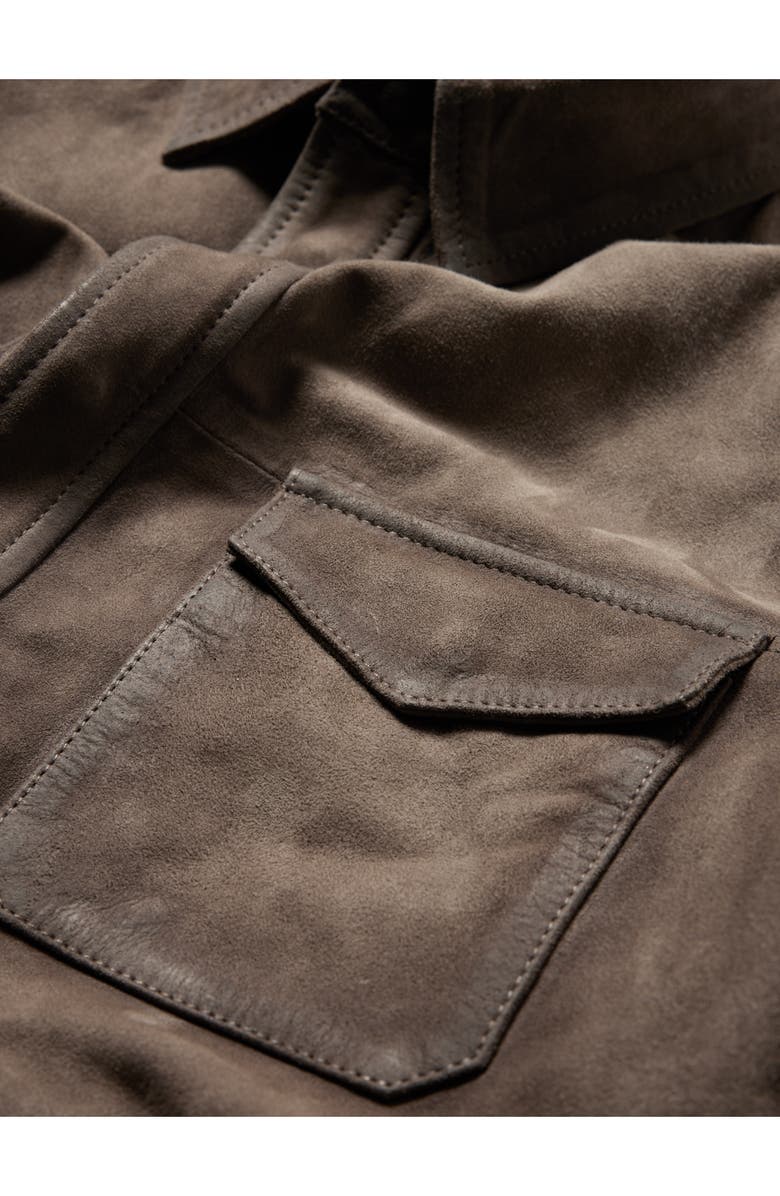 John Varvatos Izzy Suede Shirt Jacket, Alternate, color, Earth Brown