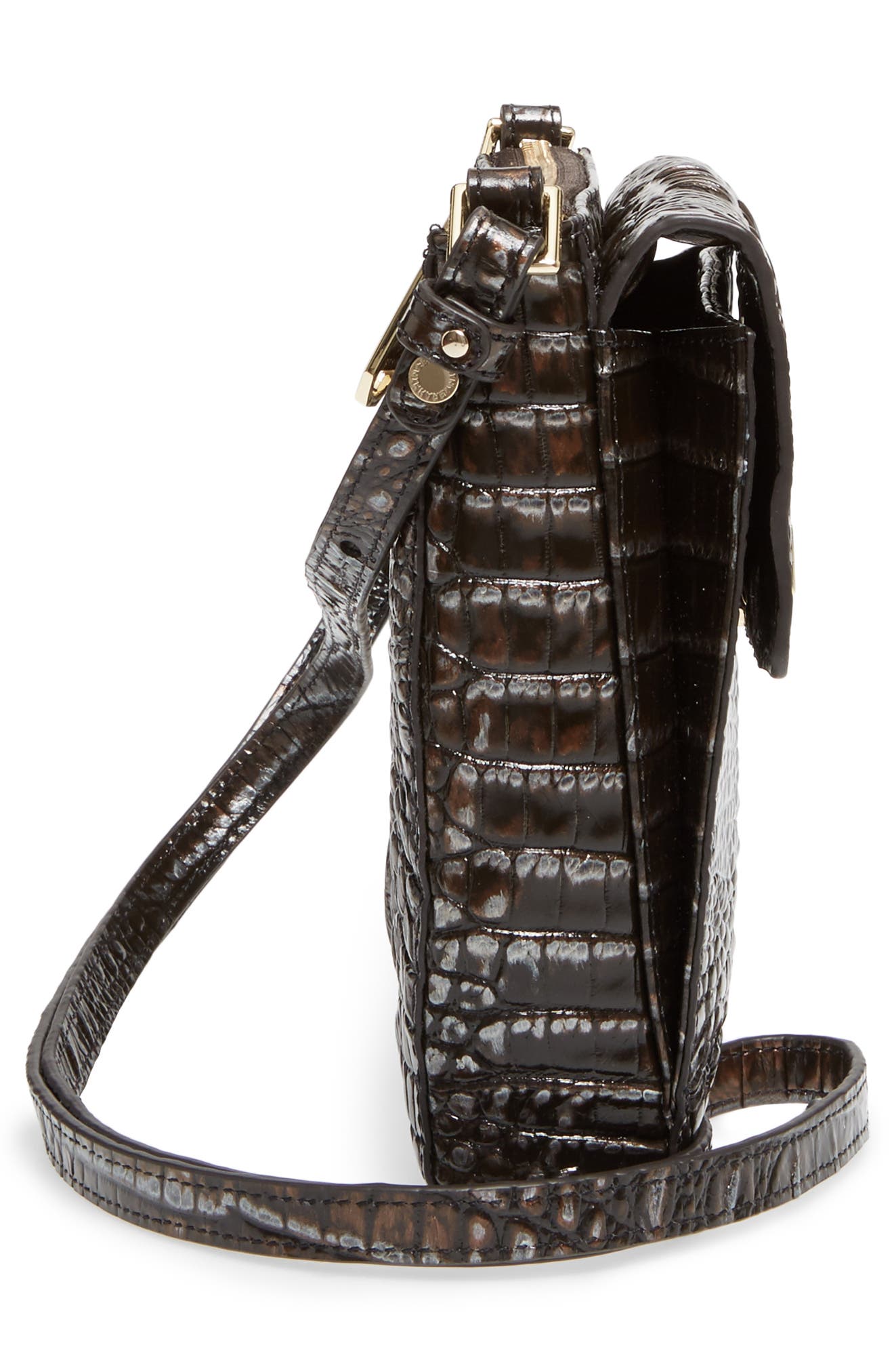 Brahmin Melbourne Manhattan Croc Embossed Leather Crossbody Bag, Alternate, color, 