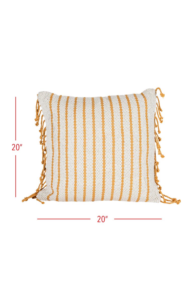 Handwoven Ochre Striped Filled Throw Pillow, 20" x 20", Alternate, color, Yellow
