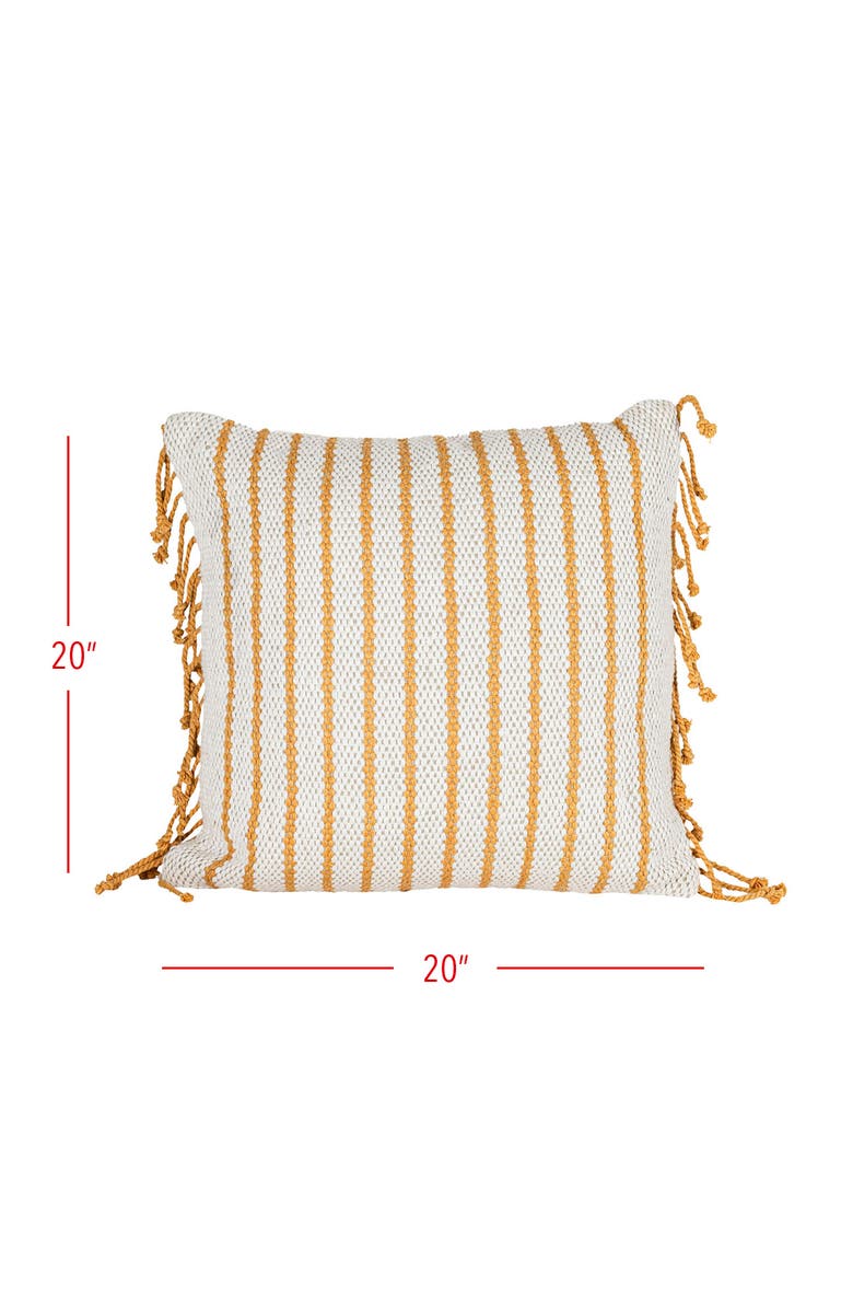 Foreside Home and Garden Handwoven Ochre Striped Filled Throw Pillow, 20" x 20", Alternate, color, Yellow