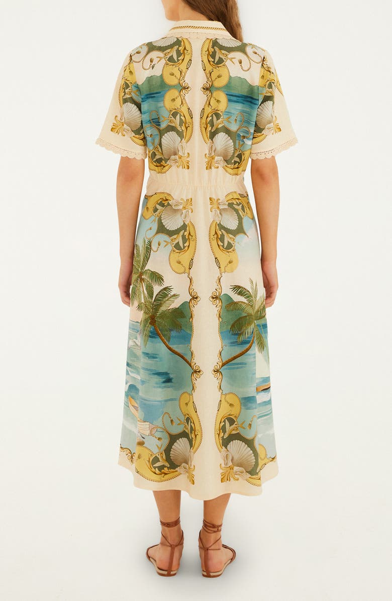 FARM Rio Royal Sea Tie Waist Midi Dress, Alternate, color, Royal Sea Multicolor