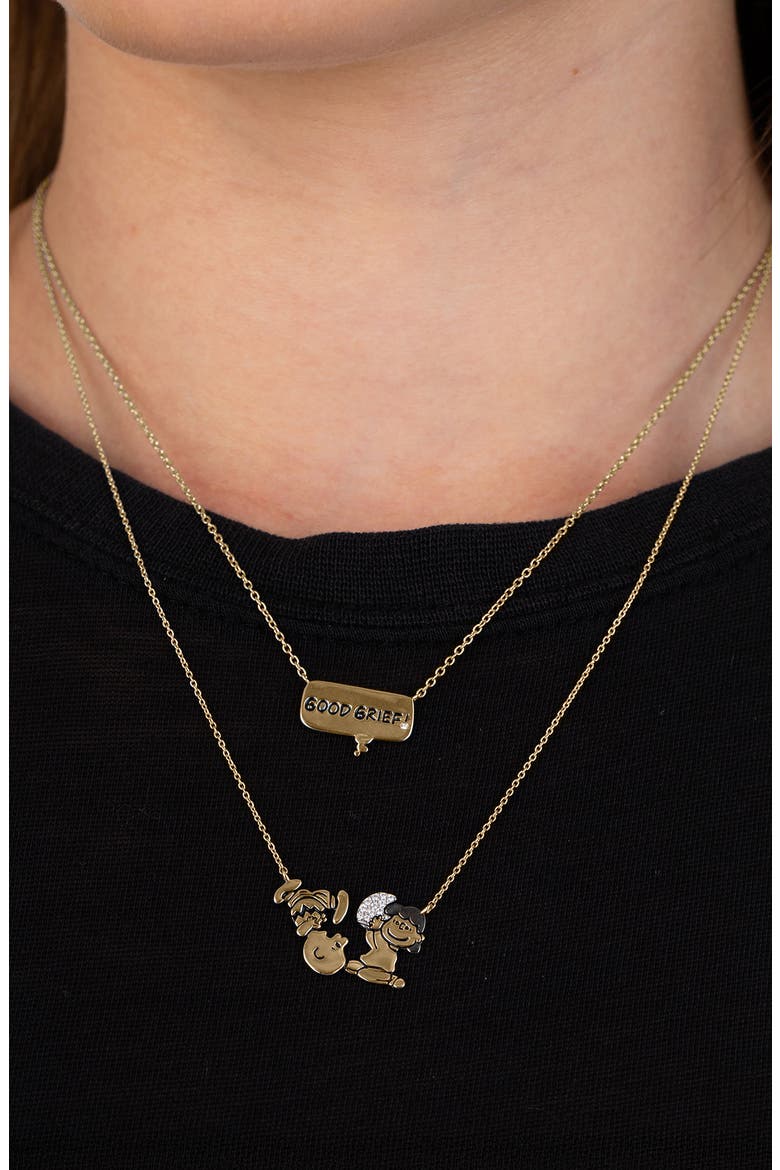 x Peanuts® GOOD GRIEF! Thought Bubble Pendant Necklace, Alternate, color, 18KT YELLOW GOLD / CLEAR STONE