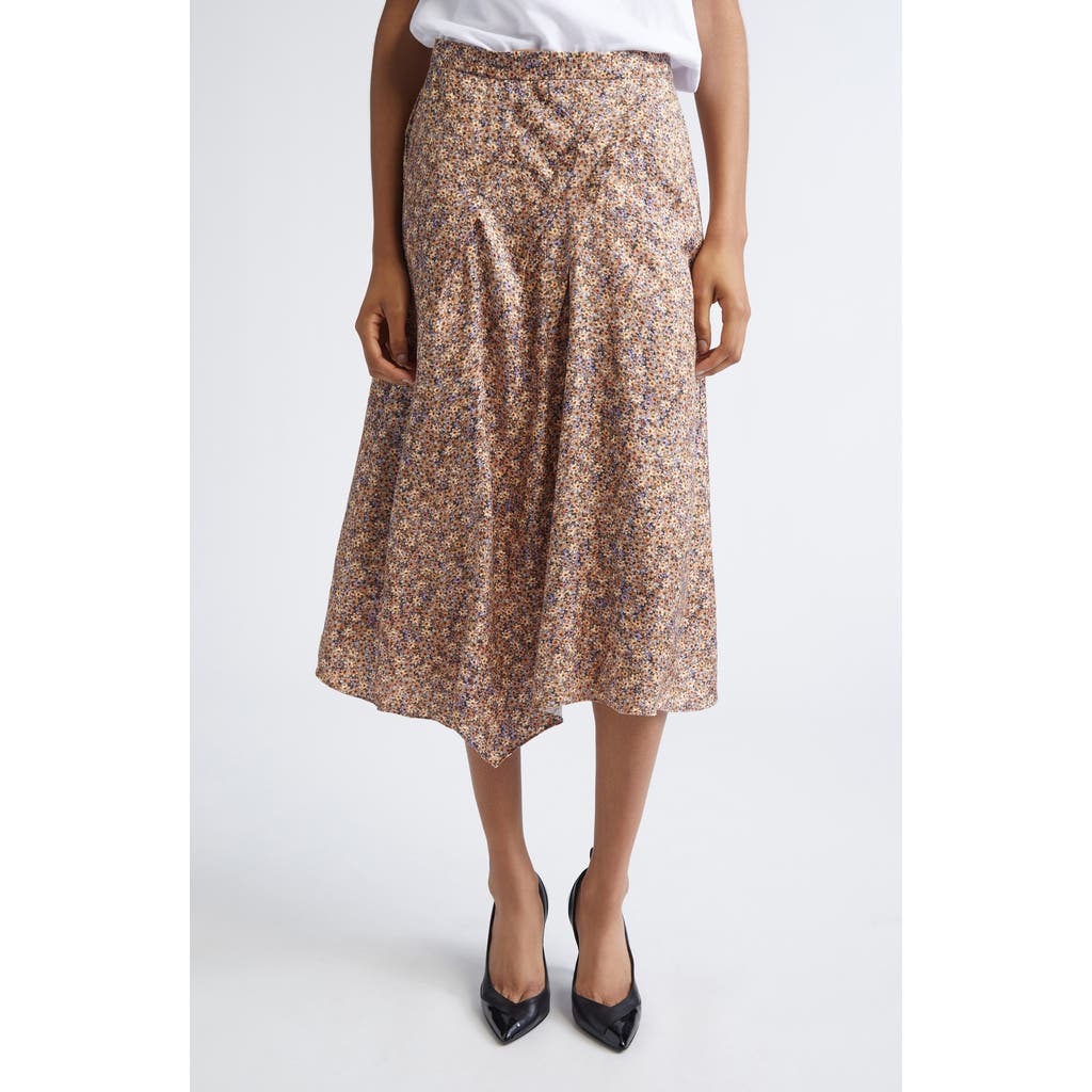 Isabel Marant Cacia Floral Jacquard Asymmetric Midi Skirt In Brown