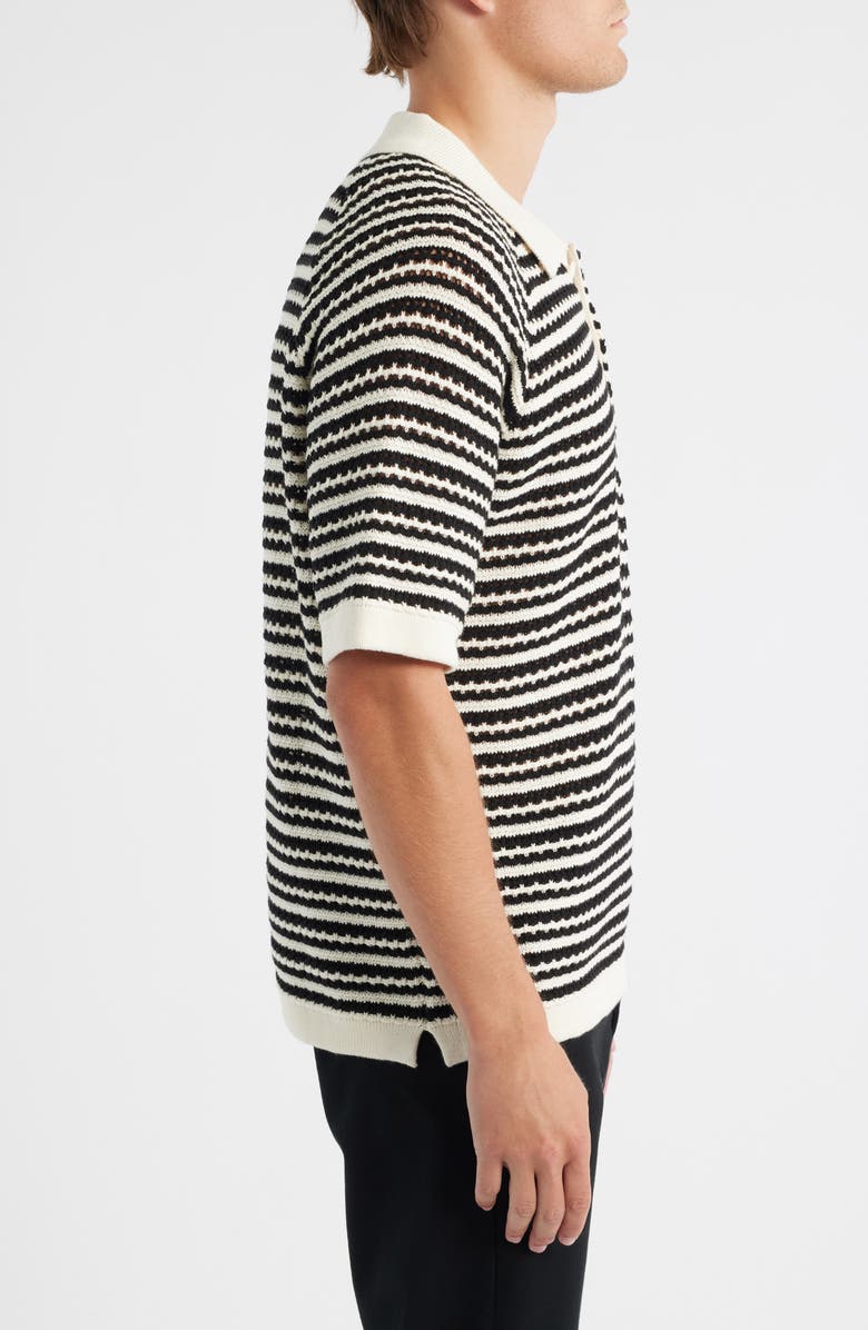 NN07 Brett 6686 Stripe Organic Cotton Polo Sweater, Alternate, color, Black Stripe