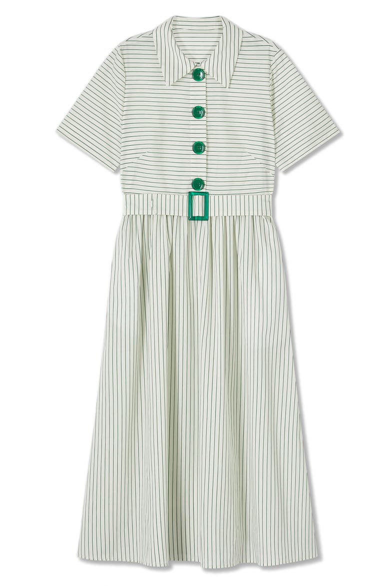 Bextor Stripe Midi Shirtdress, Alternate, color, GREEN/ CREAM
