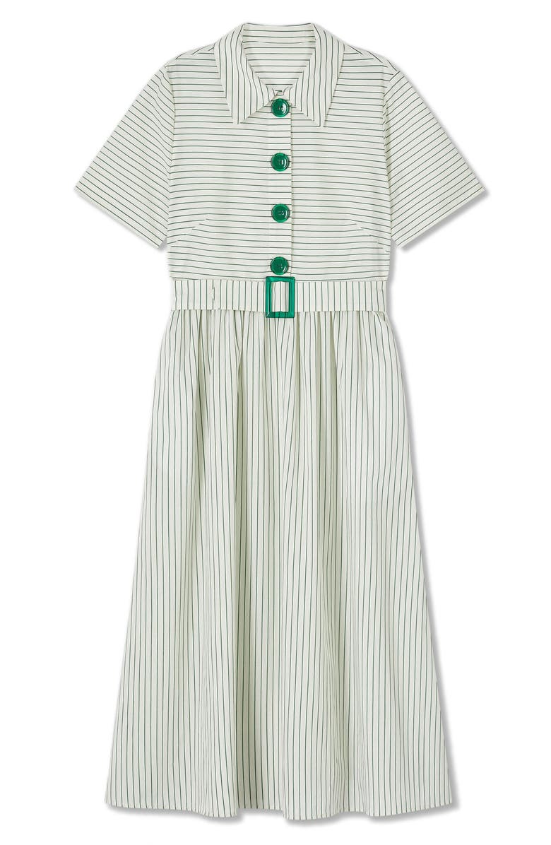 LK Bennett Bextor Stripe Midi Shirtdress, Alternate, color, Green/ Cream