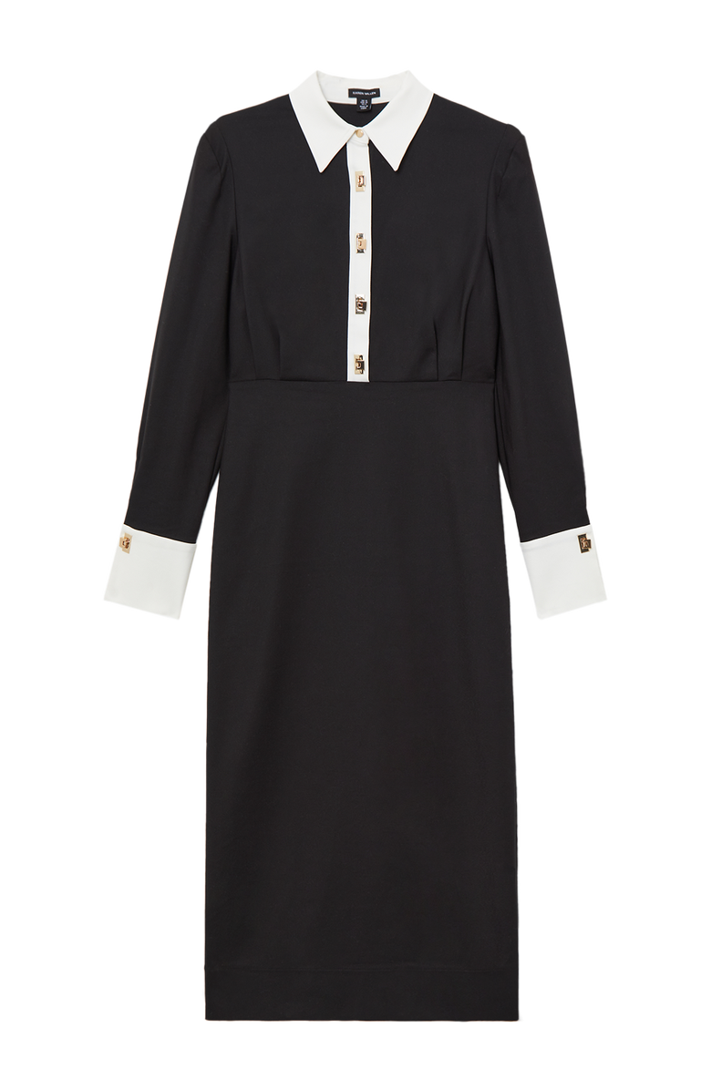 Karen Millen Techno Cotton Shirt Maxi Shirt Dress, Alternate, color, Mono