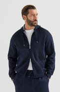 Brunello Cucinelli Cotton, cashmere and silk French terry double cloth hooded sweatshirt with zipper