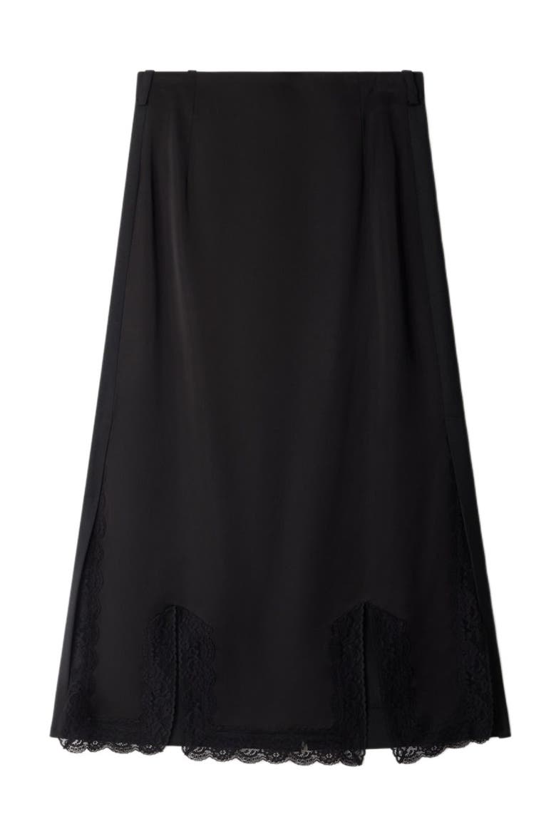Long mixed-material lace skirt, Alternate, color, Black