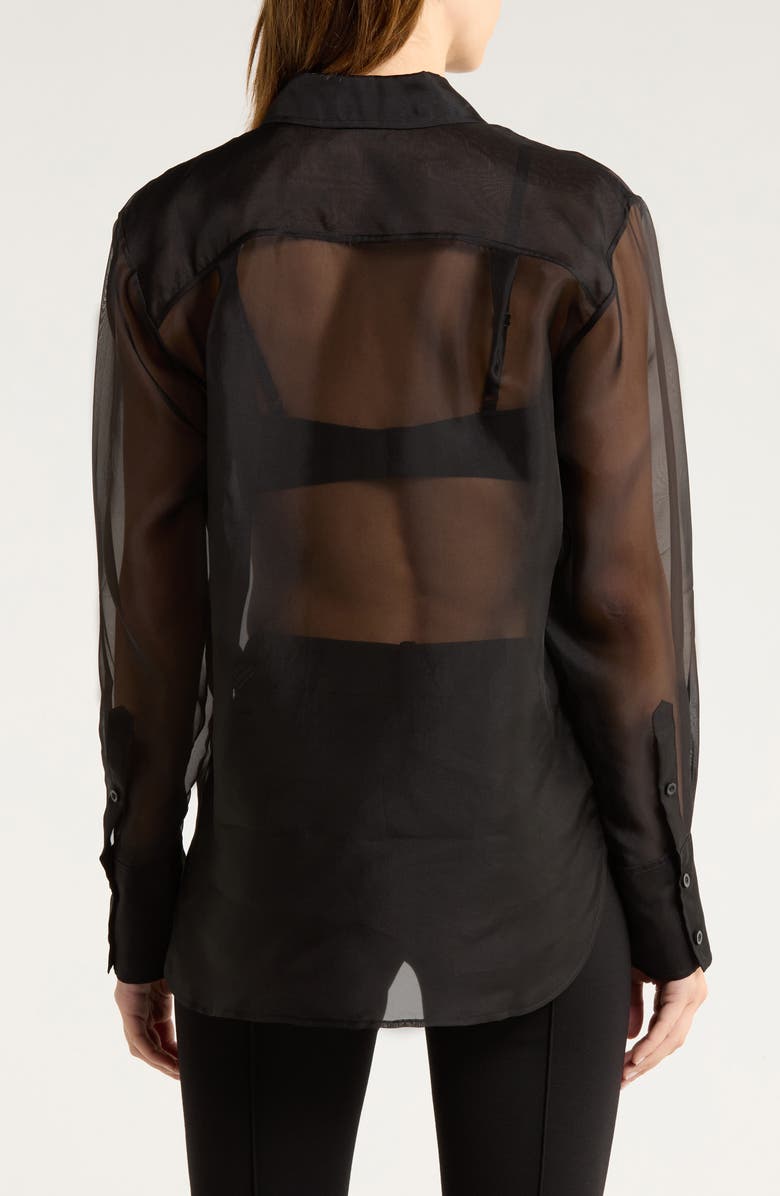 FRAME The Silk Organza Button-Up Shirt, Alternate, color, Black