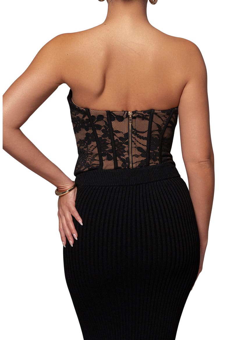 Rosemere Lace Bustier Top, Alternate, color, BLACK