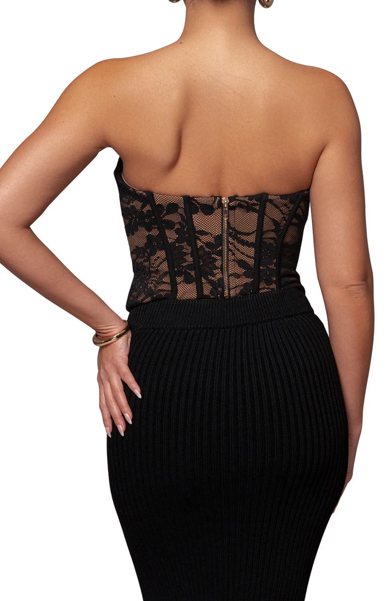 JLUXLABEL Rosemere Lace Bustier Top, Alternate, color, Black