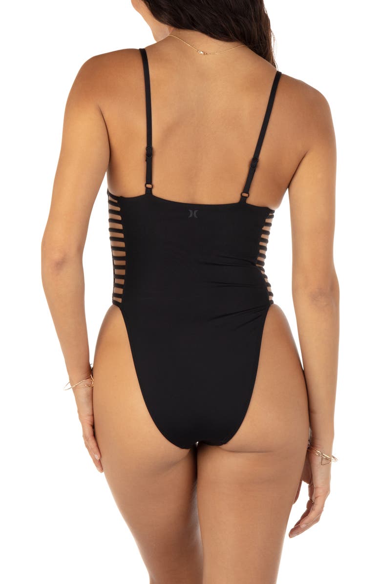 Hurley Strappy One-Piece Swimsuit, Alternate, color, Black