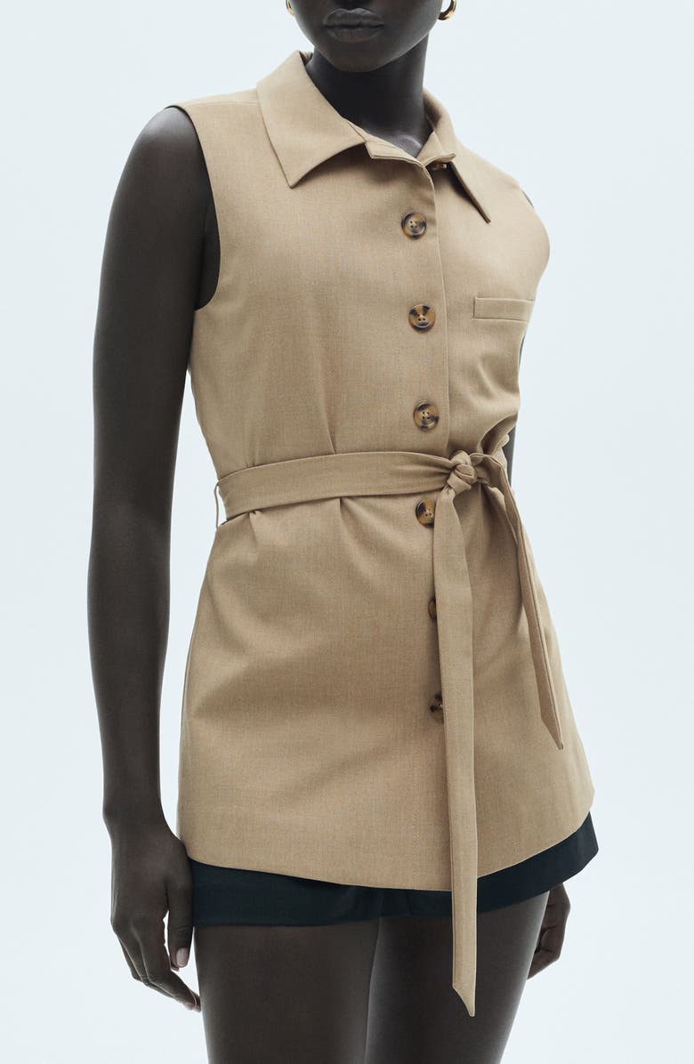 MANGO Tie Waist Suit Vest, Main, color,