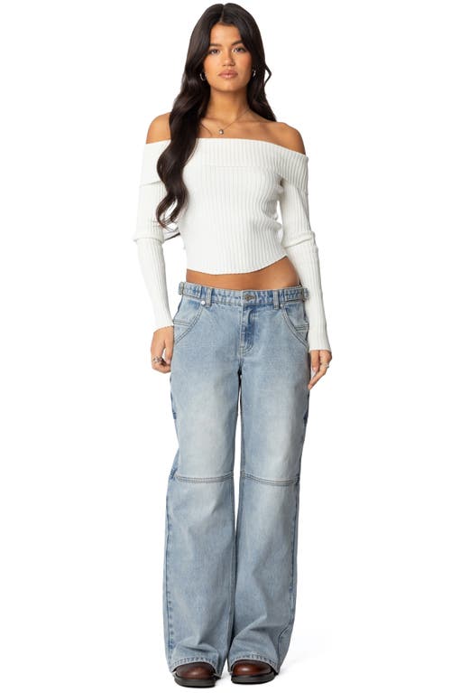 Edikted Shai Low Rise Carpenter Jeans In Light-blue