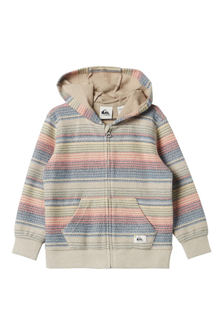 Kids' Great Otway Stripe Terry Cloth Zip Hoodie, Main, color, PLAZA TAUPE