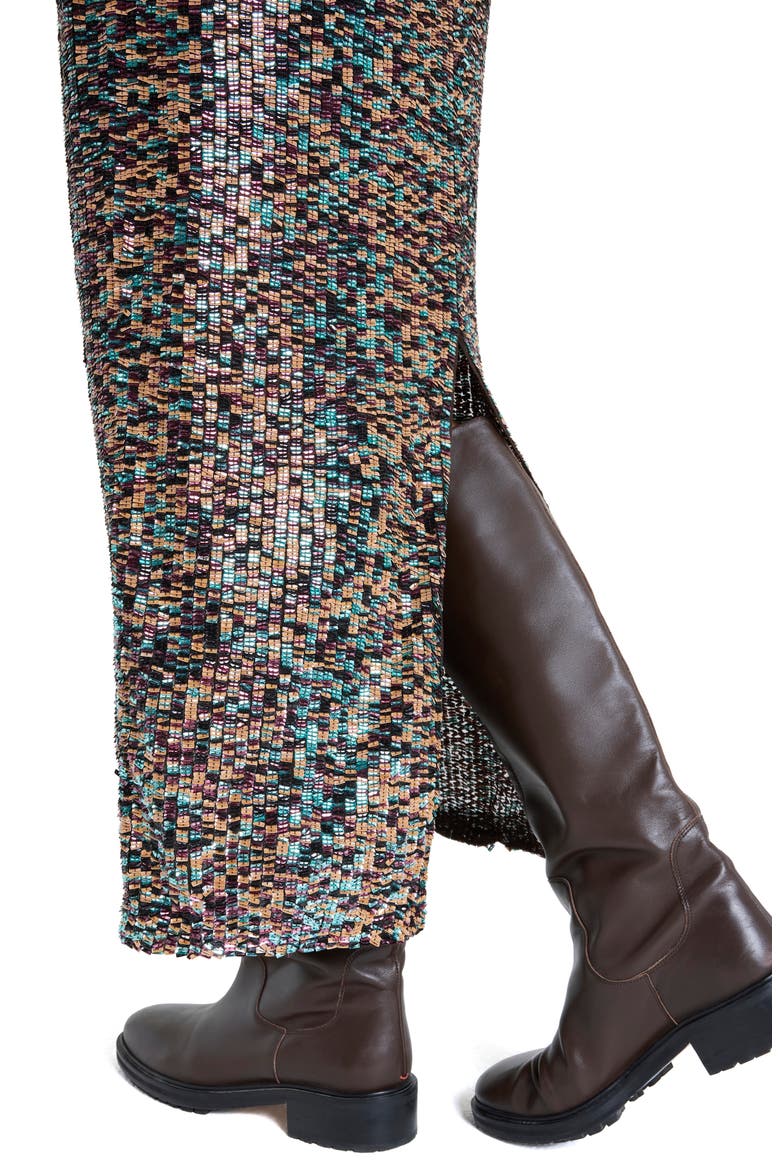 Sylkie Sequin Silk Skirt, Alternate, color, DARK CHOCOLATE