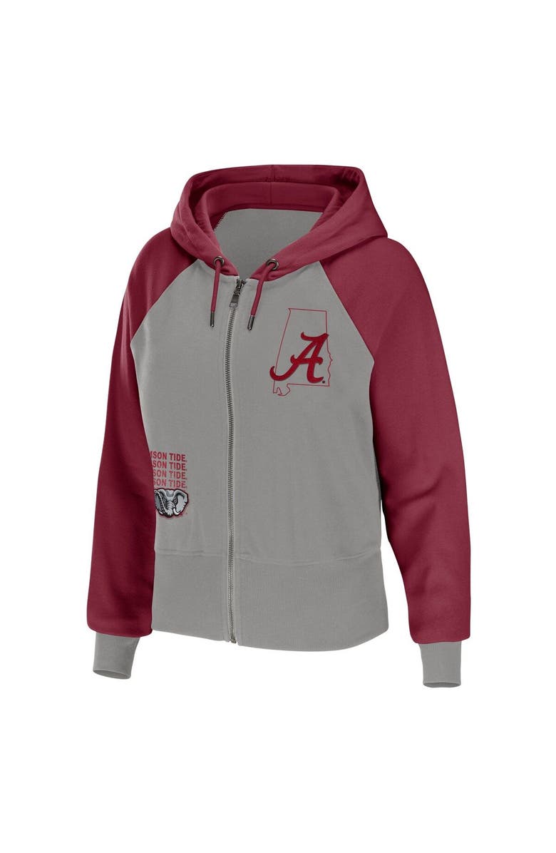 WEAR by Erin Andrews Women's WEAR by Erin Andrews Gray Alabama Crimson Tide Raglan Full-Zip Hoodie, Alternate, color, Gray