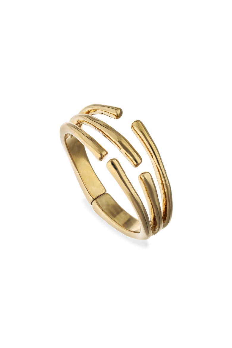 18K Gold-Plated Bracelet in the Shape of Several Tubes, Alternate, color, Gold