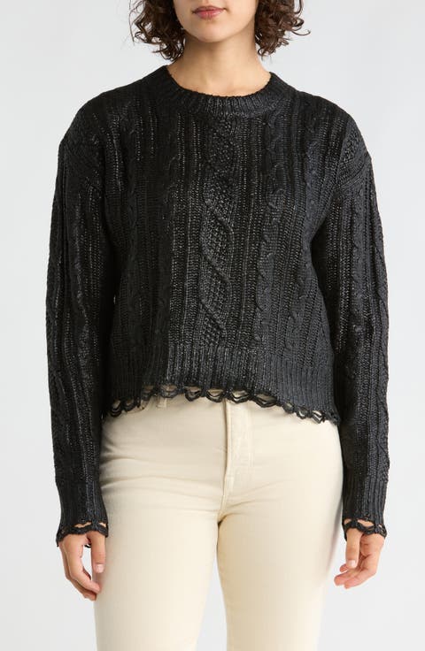 Metallic Cable Stitch Sweater