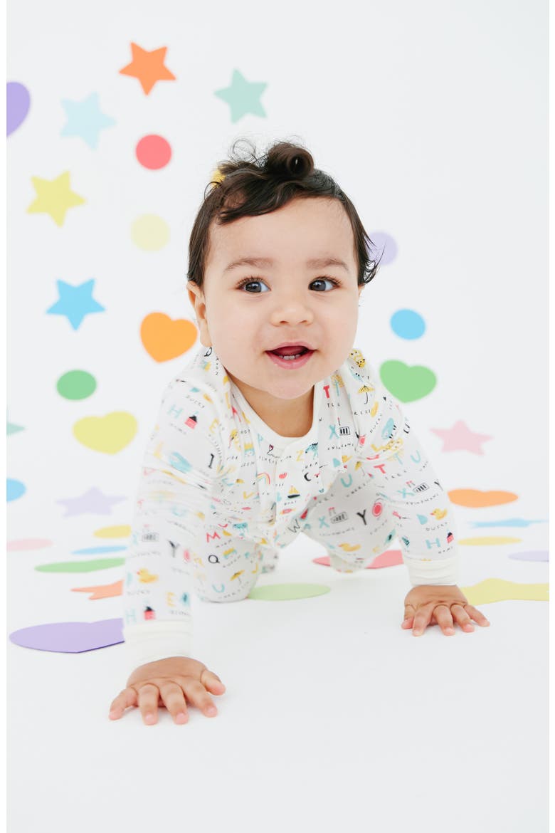 ABC Love Fitted One-Piece Pajamas, Alternate, color, WHITE