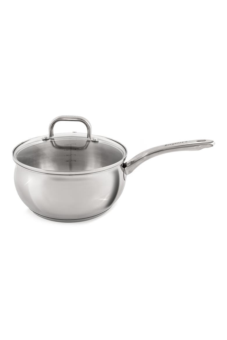 Stainless Steel 3.2-Qt. Covered Sauce Pan, Main, color, SILVER