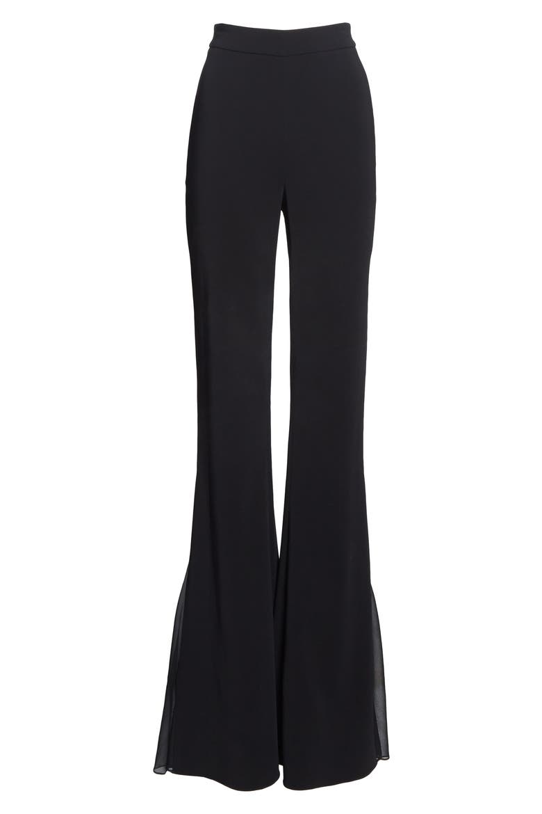 Tulle Godet Flare Pants, Alternate, color, BLACK