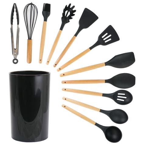 Silicone and Wood Cooking Utensils, Set of 12